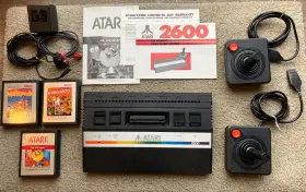 Atari 000121905222 2600 Console With 3 Game Lot Ms. Pac-man Millipede And Kangaroo