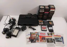 A2600 Atari Darth Vader Console Bundle W 43 Game Cartridges Joystick Paddles