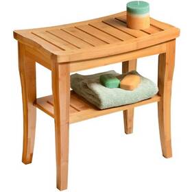 Bambusi 84242691 Bamboo Shower Bench With Storage Shelf For Indoor Or Outdoor Use Dimension