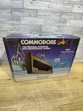 Commodore C64k Vintage 64 Personal Computer With Original Box Cover And Cables Tested