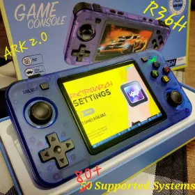 R36h Game Console K36h Inch 2025 Arkos 2.0 Upgraded 128g Hacks Transparent Blue -usa