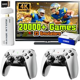 Huqjot 640486943554 2025 Retro Gaming Console Stick Pro 4k Hdmi 20 000 Games Dual