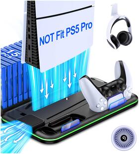 Kickdot 4924899011 Ps5/ps5 Slim Stand And Cooling Station With Controller Charging For P