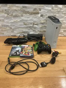 Microsoft 019817201008 Xbox 360 White Console Video Game System Kinect 120gb Games Bundle