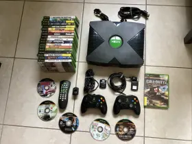 Microsoft 350015751606 Original Xbox 2005 Console With 24 Games 2 Controllers Memory Dvd Sensor Cords