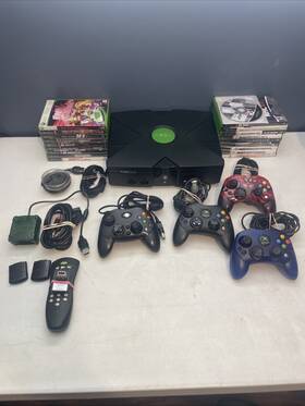 Microsoft 41405 Original Xbox Console Bundle 20 Games 4 Controllers Cords More