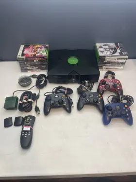41405 Microsoft Original Xbox Console Bundle 20 Games 4 Controllers Cords More