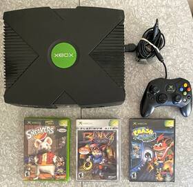 Microsoft 52905 As-is Original Xbox Console Bundle With 1 S Controller And 3 Games Lot