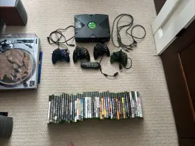6163291 Microsoft 43905 Original Xbox With 4 Controllers Component Cables And 44 Games