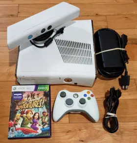S4g-00122 Microsoft Xbox 360 S Slim Special Edition White 4gb Console Bundle Kinect Cords Tested