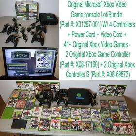 Microsoft X01267-001 Original Xbox Video Game Console Bundle 4 Controllers 41 Games