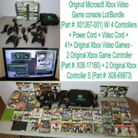 X01267-001 Microsoft Original Xbox Video Game Console Bundle 4 Controllers 41 Games