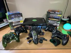 X01267-401 Microsoft Original Xbox Console Bundle With 36 Games 4 Controllers Fully Serviced And Works