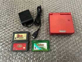 Nintendo 034722832298 Game Boy Advance Sp Handheld System Flame Red Zelda Minish Bundle Lot