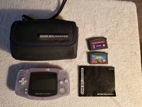 Nintendo 045496712105 Game Boy Advance Gba Clear Glacier Handheld W Case Games Manual Tested