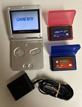 Nintendo 045496713850 Game Boy Advance Sp Handheld System - Silver Ags-001 Bundle Charger