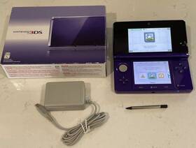 Nintendo 045496780319 3ds Midnight Purple Console With Box Stylus And Charger Tested Working