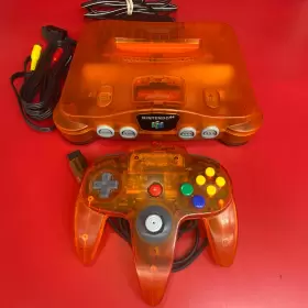 Nus-001 Nintendo 045496850562 64 Funtastic Fire Orange Oem Console Controller And Cords Tested