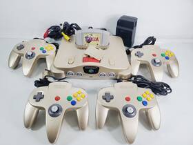Nintendo 045496850975 Nintendon64 Gold Console Toys R Us Usa Version W 4 Controllers Authentic With Zelda