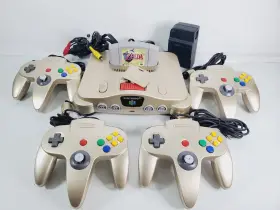Nintendon64 Nintendo 045496850975 Gold Console Toys R Us Usa Version W 4 Controllers Authentic With Zelda Nintendon64 Nintendo 045496850975 Gold Console Toys R Us Usa Version W 4 Controllers Authentic With Zelda