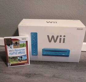 Nintendo 045496880613 Wii Limited Edition Blue In Box Sports Bundle Extra Wiimote Tested