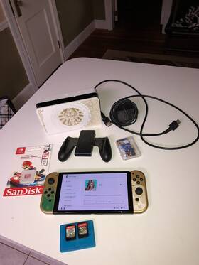 Nintendo 112870 Switch Oled Legend Of Zelda Console Splatoon Amiibos Cards 128gb