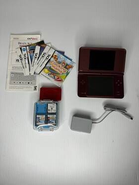 Nintendo 1870690 Dsi Xl Console Maroon Burgandy Utl-001 9 Games And Game Carrying Case