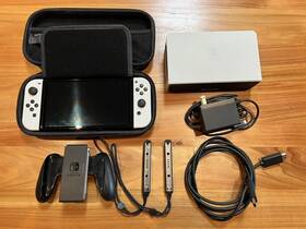 Nintendo 195925225857 Switch Oled Model - 64gb/white Console Dock Case Accessories