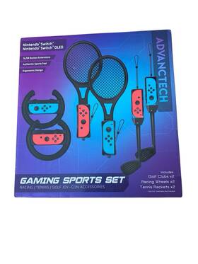 Nintendo 197051810624 Switch Gaming Sport Set Golf Clubs 2 Racing Wheel Tennis Racket
