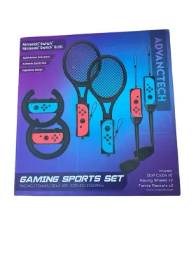 Nintendo 197051810624 Switch Gaming Sport Set Golf Clubs 2 Racing Wheel Tennis Racket