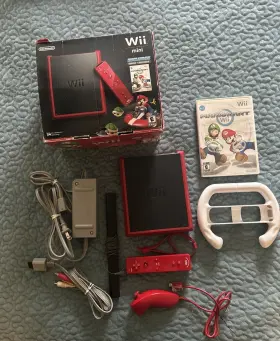 2102732 Nintendo Wii Mini Red Mario Kart Bundle With Wheel