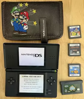 Nintendo 454967175446 Ds Lite Cobalt/black With 4 Games Wallet Works No Charger/stylus/cover