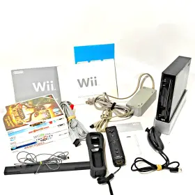 Nintendo 650045587884 Wii Console Black Bundle Wiimote W Motion Plus Nunchucks 5 Games Lot