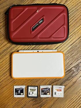 Nintendo B075bd7ryx Orange And White New 2ds Xl Console With Charger 4 Games Case Stylus