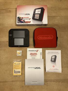 Nintendo Ftrsrm11 2ds Scarlet Red Bundle Mario Kart 7 Zelda Soft Case No Charger Working