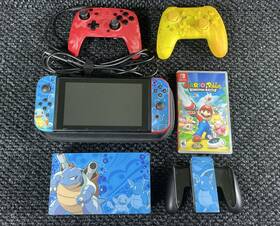 Nintendo Hac-b03 Switch Console Custom With Mario Rabbits/ssd 128 Memory/accessories