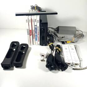 Nintendo Lu397679490 Wii Bundle Black Console System Rvl-001 2 Controllers 5 Games Extras