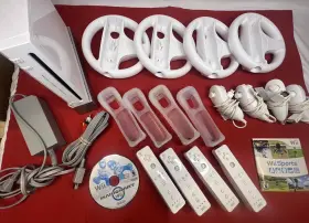 Lu406631860 Nintendo Wii Sports Mario Kart Console System Bundle 4 Controllers Games Wheels