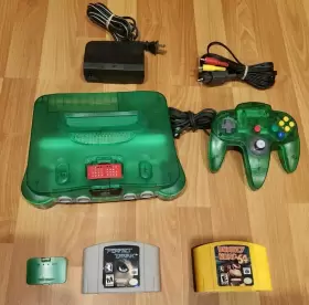 Nds-001003 Nintendo Jungle Green 64 N64 Console Bundle With Donkey Kong And Perfect Dark