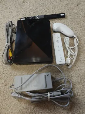 Rvl-101 Nintendo Rlv-101 Wii Console Black System Oem Cables Sensor Bar And Controller