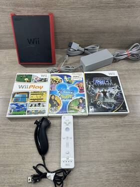 Nintendo Rvl201 Wii Mini 8gb Rvl 201 Black/red Video Game Console Cables- Tested