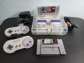 Sns-cpu-gpm-01 Nintendo Snes Custom Clear Console With Controllers Cords Reshelled And 2 Games