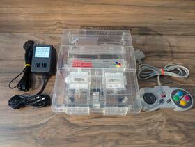 Nintendo Sns-cpu-gpm-02 Super Custom Clear Console - Snes Case Reshell Controller Cords Clean