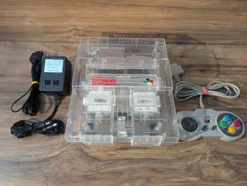 Sns-cpu-gpm-02 Nintendo Super Custom Clear Console - Snes Case Reshell Controller Cords Clean