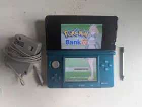 Spr-001 Nintendo Jpn Pokemon Bank 3ds Blue Console - Working With Charger And Stylus Handheld