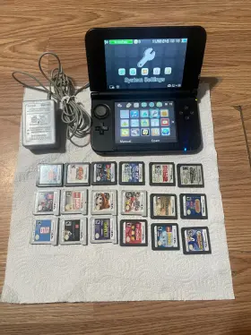 Sw117548020 Nintendo 3ds Xl Red Handheld Console With 18 Games Lot - Used