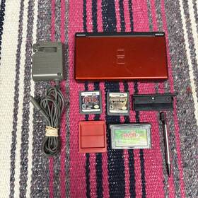 Nintendo Ug200918464 Ds Lite - Red Cleaned / Tested With Charger Stylus Cover And 3 Games