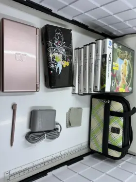 Ug43825395 Nintendo Pink Ds Lite Video Game Console Case 6 Games Charger Stylus Clean