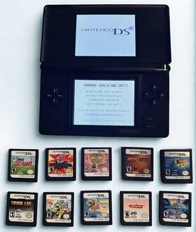 Nintendo Usg-s-cbb-us-1 Ds Lite Cobalt Blue/black Bundle 10 Games Tested Read Hinge/screen
