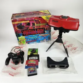 Vue-s-ra01-usa Nintendo Virtual Boy Console Compelete Cib Ribon Cable Fixed Excellent Mario Tennis